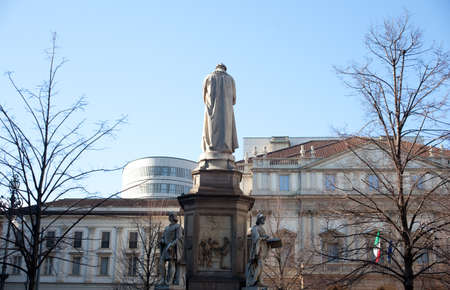 Leonardo da Vinci monument, Milanの写真素材