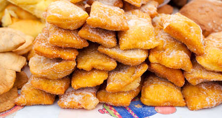 Delicious Little pancakes with sugarの写真素材