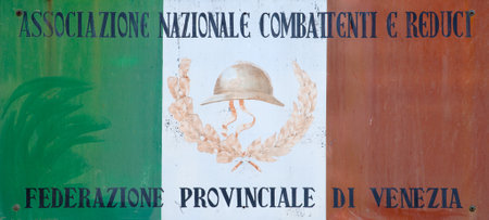 Italian flag in memory of veteransのeditorial素材