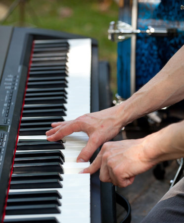Pianist in the outdoor concertの写真素材