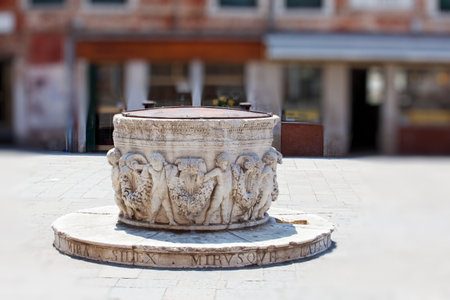 A Typical and historical Venetian wellのeditorial素材