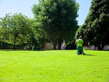 Lawnmowers working in the parkのeditorial素材