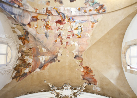 Frescoes on the ceiling ex convento del ritiro, Siracusa のeditorial素材