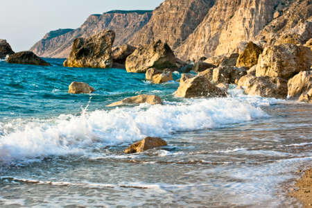 Stones in the sea, Platia Amos - Greeceの写真素材