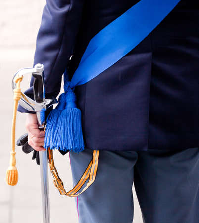 Italian policeman with a swordの写真素材