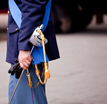 Italian policeman with a swordの写真素材