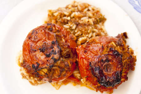 Gemista, Greek stuffed tomatoesの写真素材