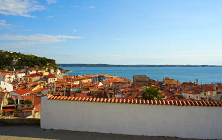 View of Piran roof, Sloveniaの写真素材