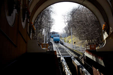 Cableway in action, Kiev - Ukraineの写真素材