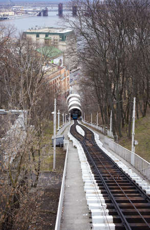 Cableway in action, Kiev - Ukraineの写真素材