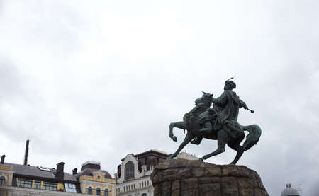 Monument of famous Ukrainian Hetman Bogdan Khmelnitskyの写真素材