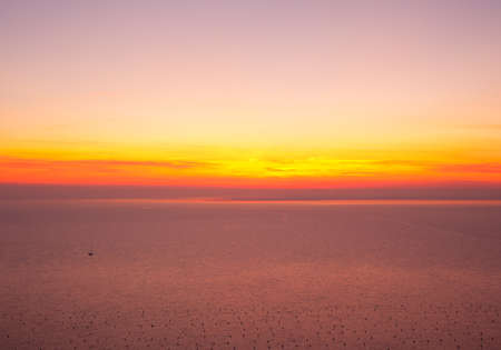 View of sunset in the Trieste seaの写真素材