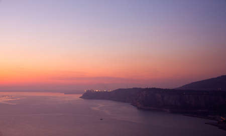 View of sunset in the Trieste seaの写真素材