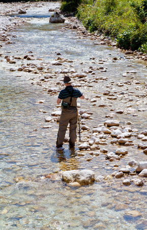 Photo of a Fisherman in the Soca river, Sloveniaのeditorial素材
