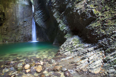 Kozjak waterfall (Slap Kozjak) - Kobarid,  Julian Alps in Sloveniaの写真素材