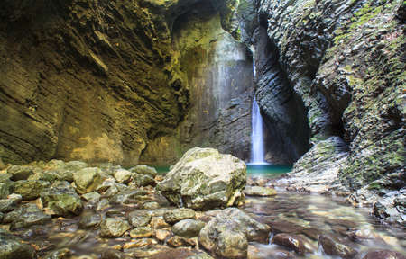 Kozjak waterfall (Slap Kozjak) - Kobarid,  Julian Alps in Sloveniaの写真素材
