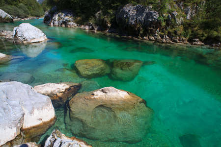 View of Soca river in Slovenia, Europeの写真素材