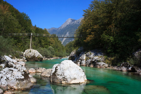 View of Soca river in Slovenia, Europe