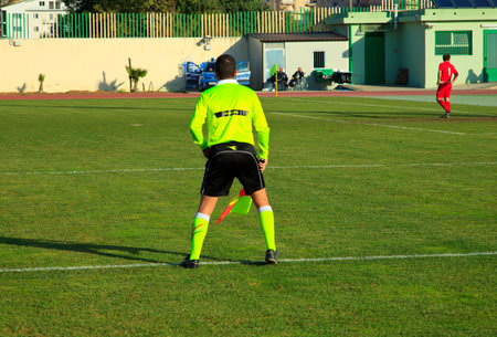  Linesman during a soccer matchのeditorial素材