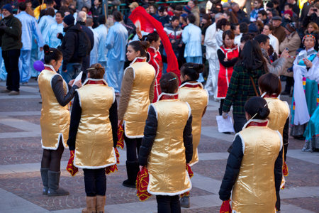 MILAN, ITALY - FEBRUARY 10: Chinese New Year parade in Milan on February 10, 2013のeditorial素材