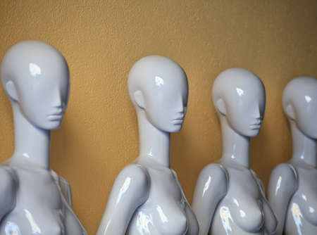 Four Mannequins without dress in a retail shopの写真素材