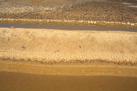 View of Salt evaporation ponds in Secovlje, Sloveniaの写真素材