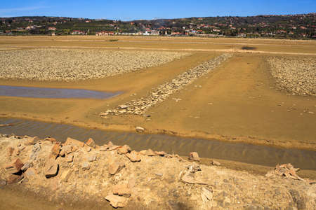 View of Salt evaporation ponds in Secovlje, Sloveniaの写真素材