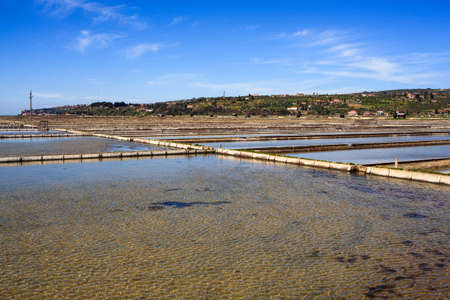 View of Salt evaporation ponds in Secovlje, Sloveniaの写真素材