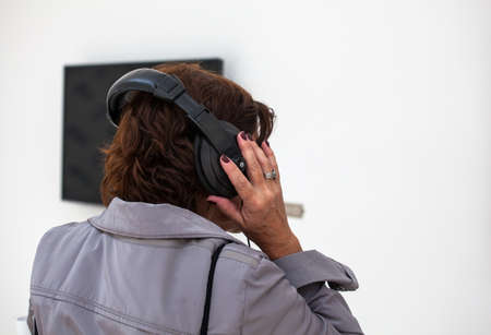 VENICE, ITALY - MAY 29: Monitor and headphones in the Serbian's National Pavilion in the Venice biennale 2013 on 29, May 2013の写真素材