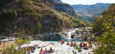 View of Laghetti di Cava Grande in Avola near Siracusa, Sicilyのeditorial素材