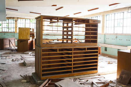 View of interior of an abandoned  buildingの写真素材
