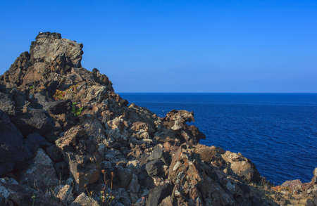 View of Punta Fram in Pantelleria, Sicilyの写真素材
