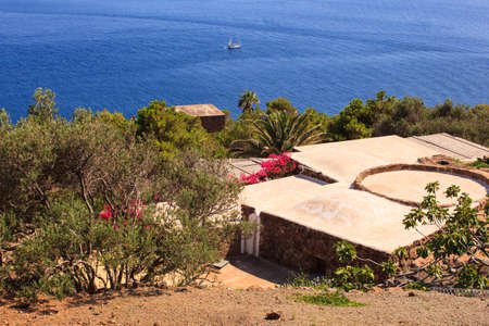 View of dammuso, tipycal house in Pantelleria, Sicilyの写真素材
