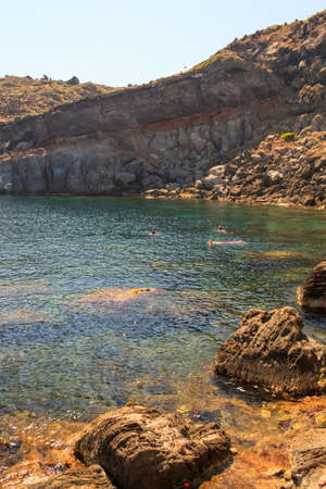 View of Pantelleria coast famous island in Sicilyの写真素材