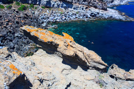View of Pantelleria coast famous island in Sicilyの写真素材