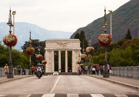 View of the The Victory Monument in Bolzano, の写真素材