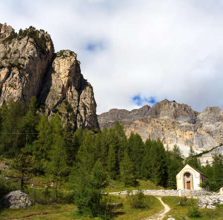 View of famous Dolomites mountains in Italyの写真素材