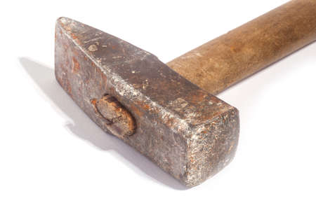 Close up of dirty hammer on whiteの写真素材