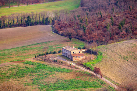 View of farmstead in the italian countrysideの写真素材