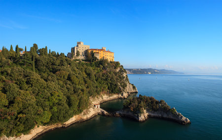 View of the Duino castle in Italyのeditorial素材