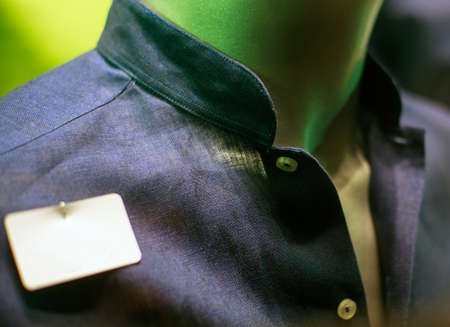 Close up of casual blue male shirtの写真素材