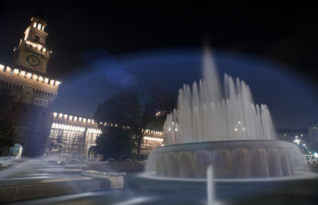 View of Sforzesco castle in Milan, Italyのeditorial素材