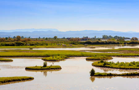 View of the Soca River Mouth, Italyの写真素材