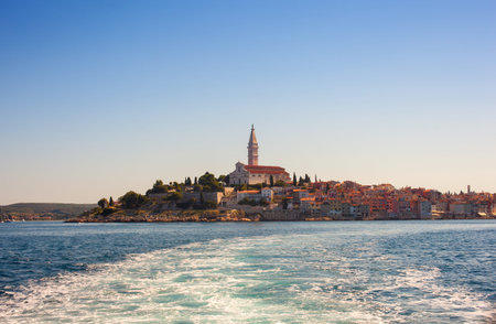 View of Rovinj little city in Istria, Croatiaのeditorial素材