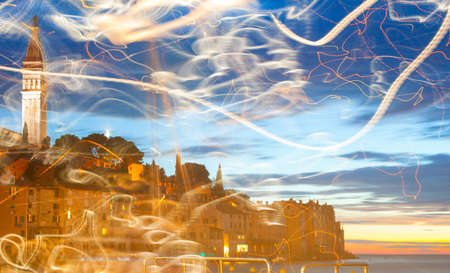 View of Rovinj coast in Istria, Croatiaの写真素材