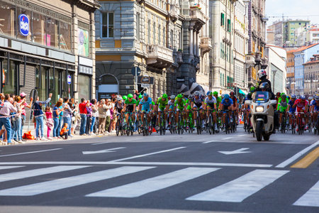 TRIESTE, ITALY -  JUNE, 01: Cyclist during the final parade of 97th edition of the Giro d'Italia on November 01, 2014のeditorial素材