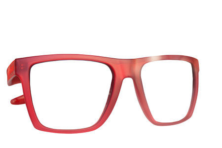 Photo of red glasses isolated on white background