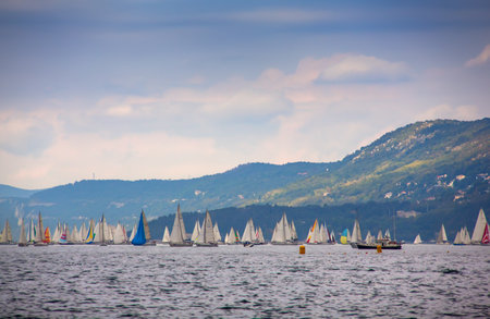 View of the 46 Barcolana regatta in Trieste seaのeditorial素材