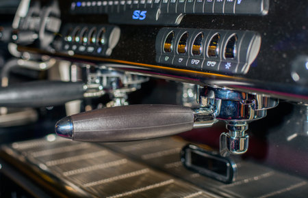 View of cofee machine in the coffee barのeditorial素材
