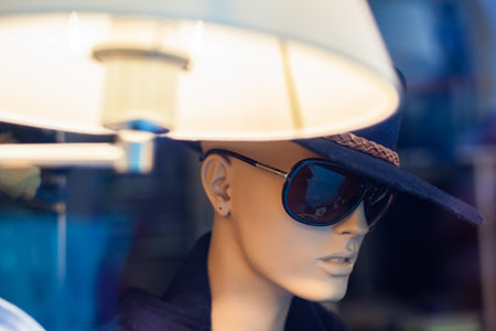 Female mannequin with hat and glasses in the boutiqueのeditorial素材